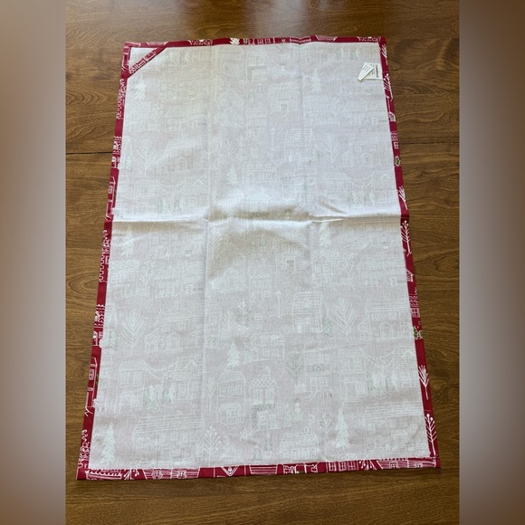 Crate & Barrel Holiday Villages One Kitchen Hand Dish Towel Cotton Christmas Red - Picture 12 of 15